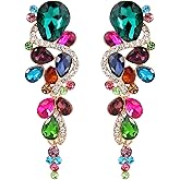 BriLove Women's Bohemian Boho Crystal Wedding Bridal Multiple Teardrop Chandelier Long Dangle Earrings