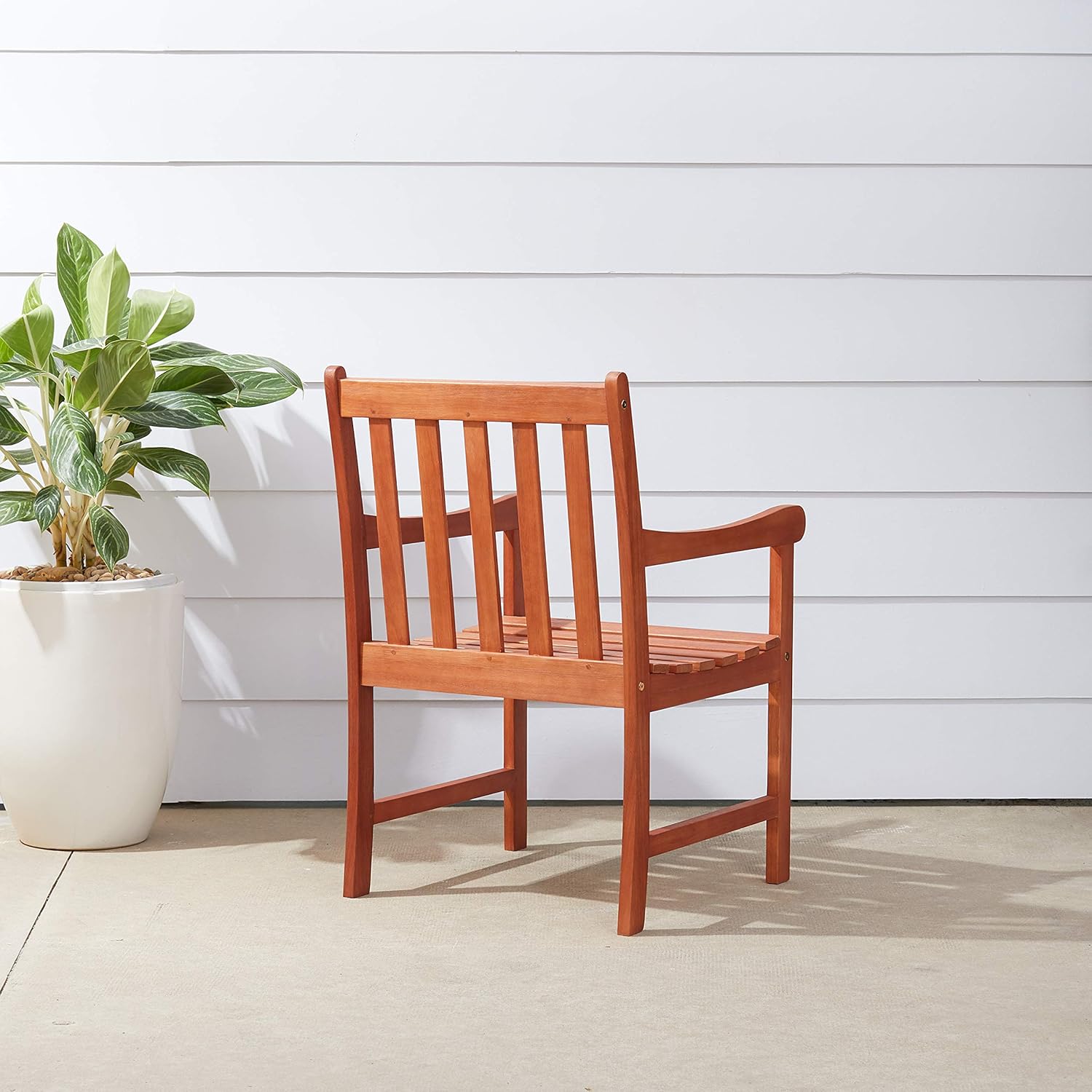Vifah V415 Outdoor Wood Arm Chair, Natural Wood Finish, 22 by 25 by 35-Inch : Patio Dining Chairs : Garden & Outdoor