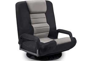 ACIPENSER Swivel Gaming Chair Multipurpose Floor Gaming Chair for Playing Video Games, TV, Reading w/Armrest Lumbar Support & 6 Adjustable Postion Backrest for Adults & Kids,Grey