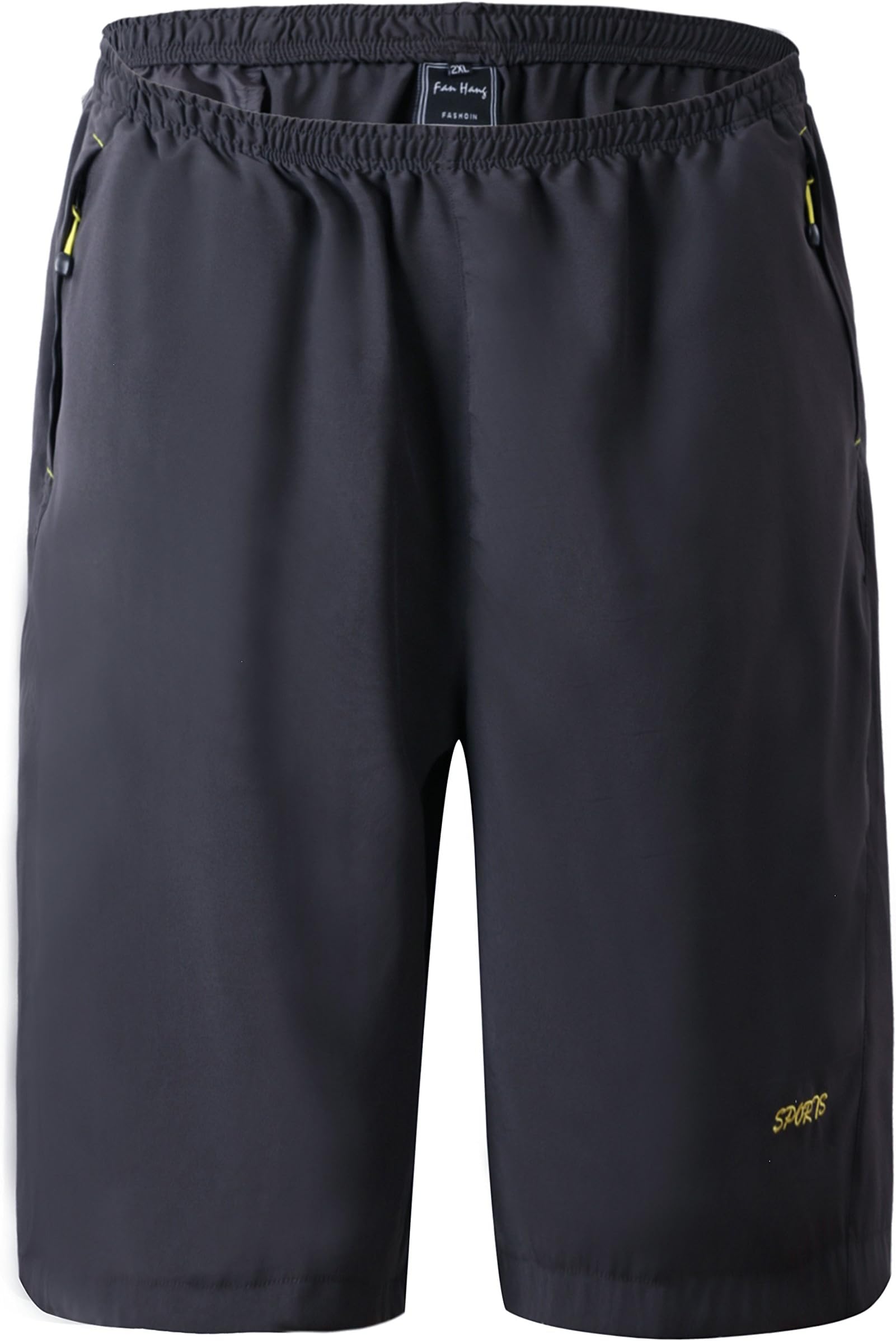 FANHANG Men's Quick Dry Light Weight Athletic Outdoor Hiking Breathable Runing Workout Active Shorts with Zipper Pocket