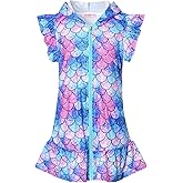 CHILDRENSTAR Girls Swim Coverups Terry Swimsuit Coverup Zip-Up Beach Flutter Sleeve Robe
