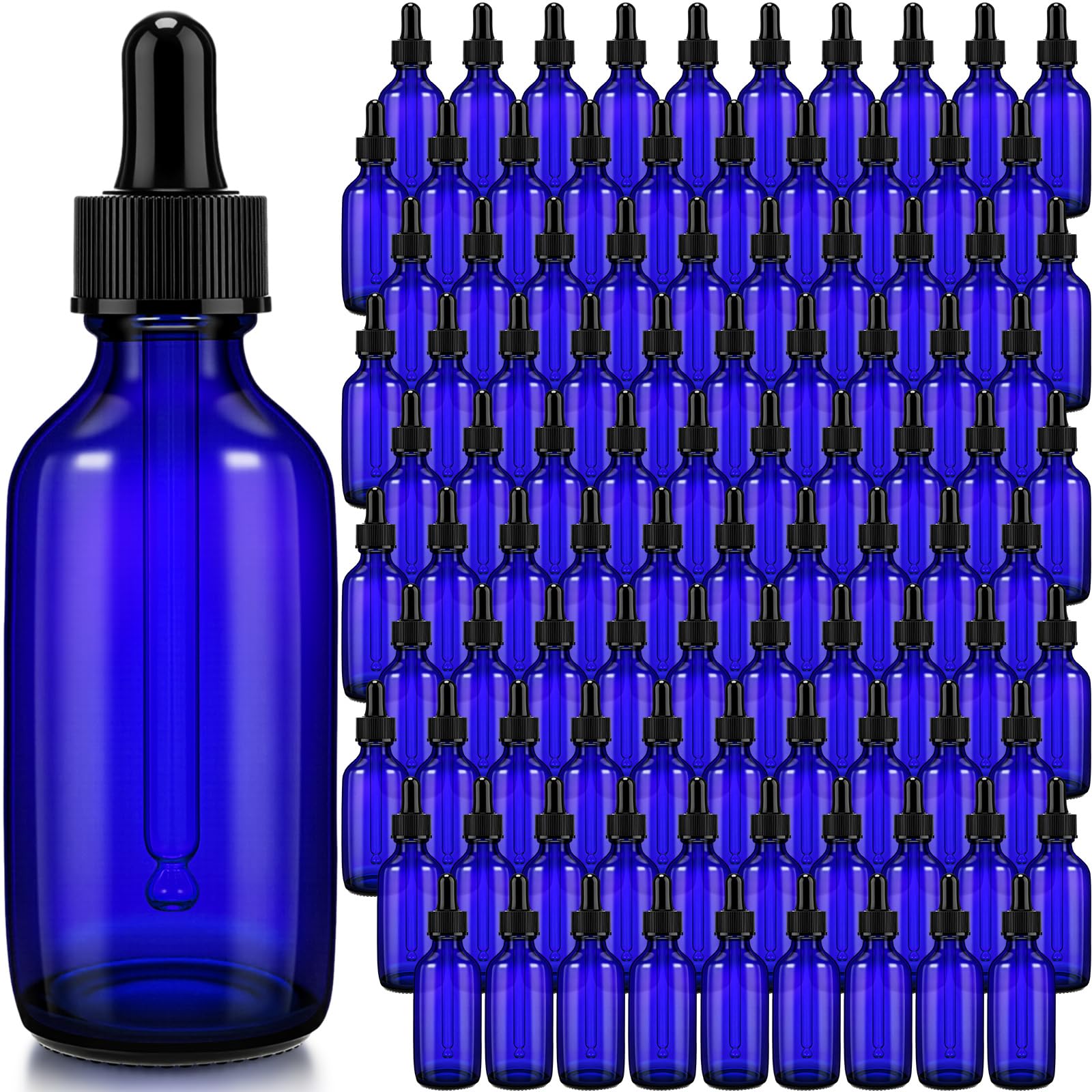 Photo 1 of Nuogo 100 Pack Glass Dropper Bottles 2 oz Tincture Vials with Eye Droppers Leakproof Travel Bottles for Essential Oils Liquids(Blue)