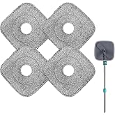 4 Pack Square Reusable Microfiber Mop Pads for True &amp; Tidy Spin Mop | Machine Washable Refill, Super Absorbent and Durable, Deep Cleaning, 9x9 Inch