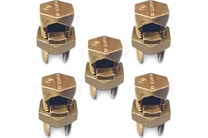 OHLECTRIC Hex Head Copper Split Bolt Connector 6 AWG (5 Pack) UL Listed, Reusable Heavy-Duty Electrical Connector | High Conductivity Electrolytic Copper | for Grounding, Bonding & Direct Burial