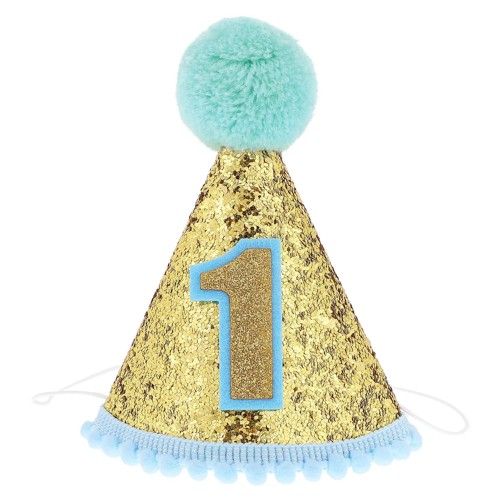 Toyvian Glitter Sparkle Birthday Cone Hat with Adjustable Elastic Headband for Baby Girl Party Supplies 3.5 Inch Lightweight Party Headwear