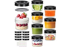 Alotpower 4 oz Mini Mason Jars with Lids - 8 Pack Small Mason Jars with Lids & Bands,Empty Glass Canning Canisters for Spices