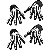 CROSSFINGERS Skeleton Gloves with Touchscreen and Warm for Halloween Cosplay Party and Daily Wears 2 Pairs