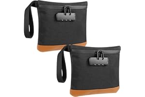 YLMFTNU 2 Pcs Smell Proof Bag with Combination Lock, Smell Proof Case Container, Large Capacity Storage Bag, Travel Organizer Cases, Money Bags with Lock for Home Traveling Cosmetic Certificates Organizer