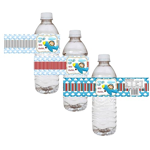 Airplane Pilot Party Water Bottle Labels Birthday And Baby Shower Drink Sticker Labels Set Of 12