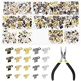 Mardatt 721PCS 3.6x6mm/4x6.5mm/5x7.5mm/8x11mm 6 Colors Fold Over Cord Ends Kit, Crimp End Tips Ribbon Ending Clasp Tips Jewelry Connector for Bracelet Necklace Jewelry DIY Craft Making