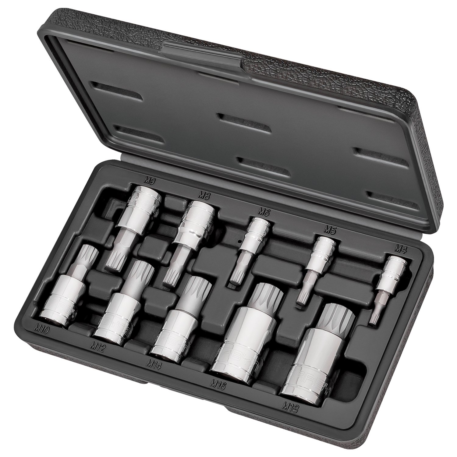 CARBYNE 10 Piece XZN Triple Square Spline Bit Socket Set, S2 Steel Bits