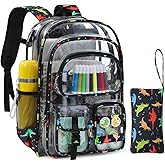 Unineovo Clear Backpack Heavy Duty, Clear Bookbag with Pencil Case, Large See Through Backpack Plastic Transparent Backpacks for Primary College Work Travel