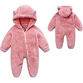 YMYDYFC Baby Fleece Hooded Romper Winter Outwear Jumpsuit Snowsuit Bear Ear Outfits for Boys Girls