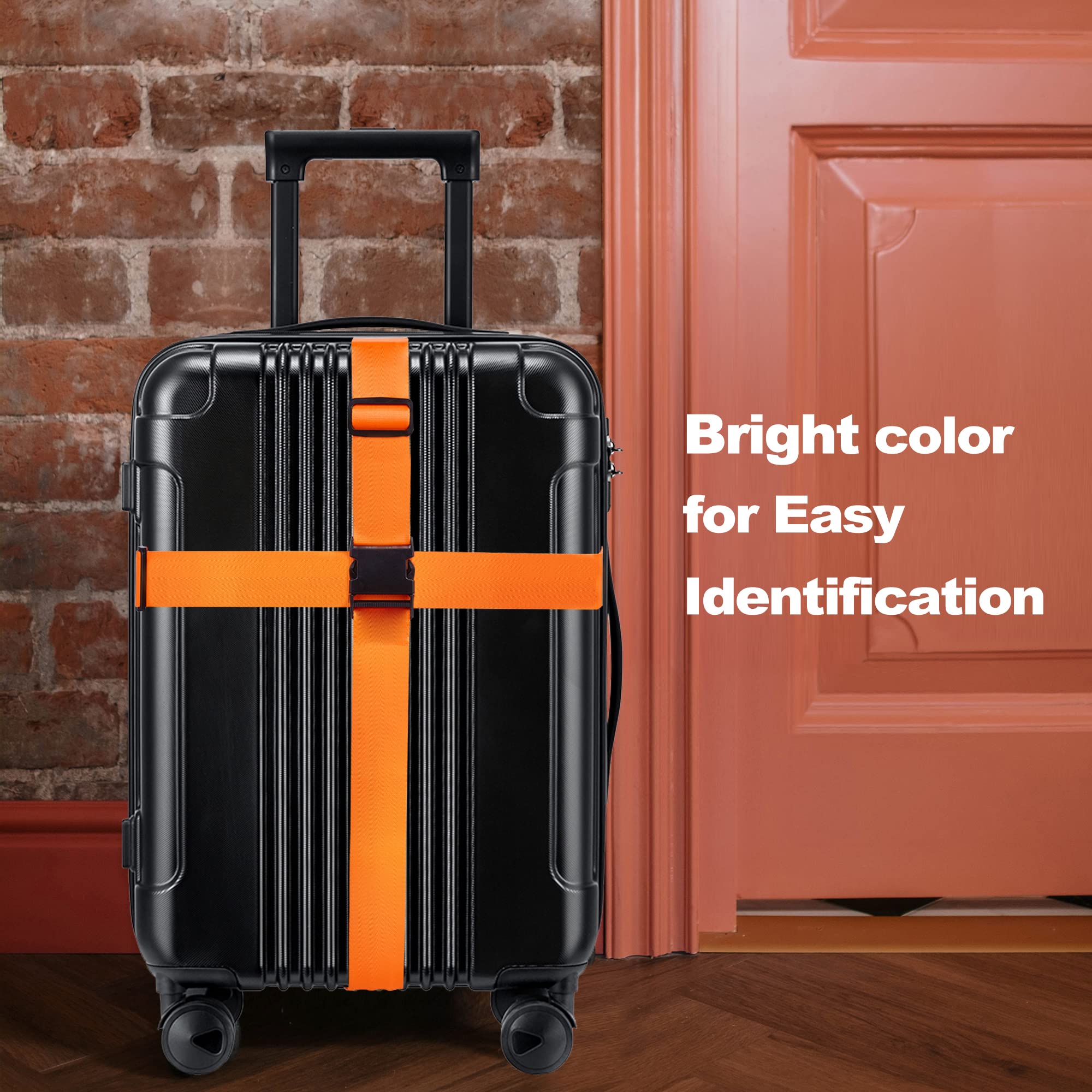 Chelmon Luggage Straps for Suitcases TSA Approved Travel Belt 4 Pack by Chelmon(Orange)
