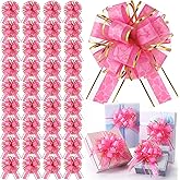Poen 36 Pcs Valentines Day Pull Bows for Gift Wrapping 6 Inch Large Heart Ribbon Gifts Bows for DIY Crafts Wedding Baskets Valentines Easter Holiday Birthday Party Decoration(Pink)