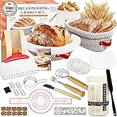 Sourdough Bread Baking Supplies Kit, 10" Oval & 9" Round Bread Proofing Basket Set Jar Scraper Scoring Lame Brush Short Danis