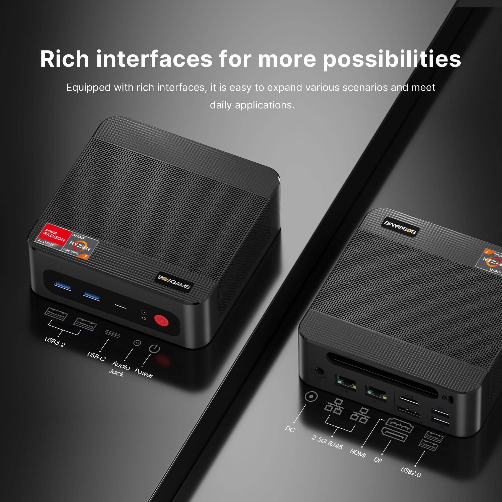 BOSGAME P4 Mini PC, Mini Computers with AMD Ryzen 7 5825U (up to 4.5GHz), 32GB DDR4 1TB PCIe SSD, 4K Triple Display, Dual LAN 2.5G, Wi-Fi 6E/BT5.2, Micro Desktop Computers for Gaming, Office & Design