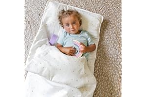 Makemake Organics GOTS Certified Organic Cotton Nap Mat with Detachable Pillow for Kids Soft Sleeping Bag for Toddlers, Boys, Girls - Ideal for Daycare, Preschool, Kindergarten