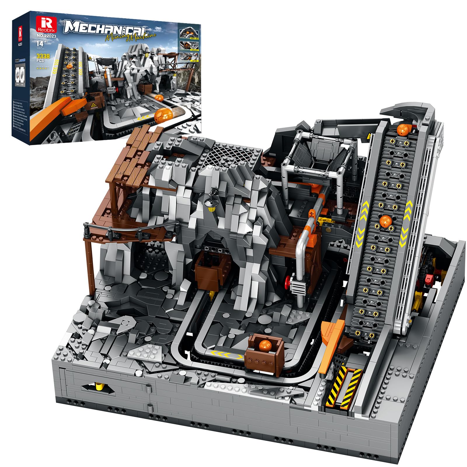 Reobrix Mining Machine Building Set with Motors and Balls, Technical GBC Engine Model Kits for Adults to Build, 22023 STEM Mechanical Marble Run Construction Block Toy for Kids 14+ (3338Pcs) — image 1