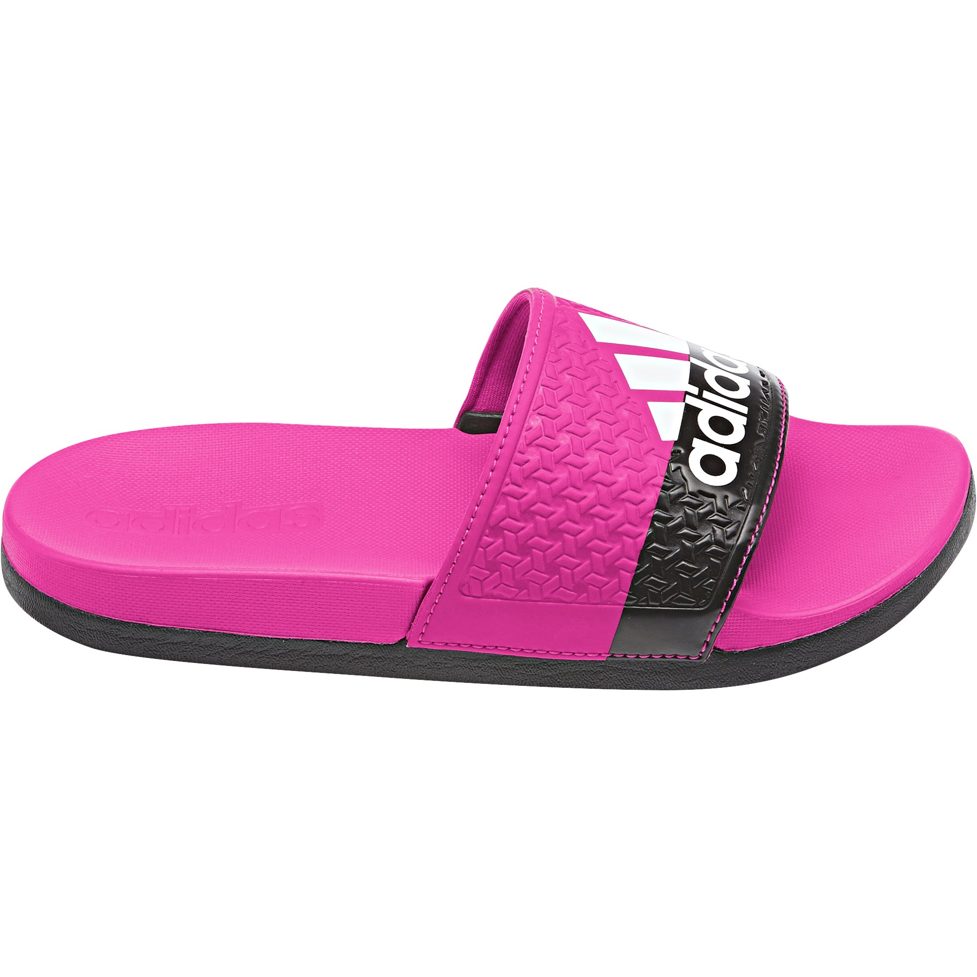 pink and white adidas slides