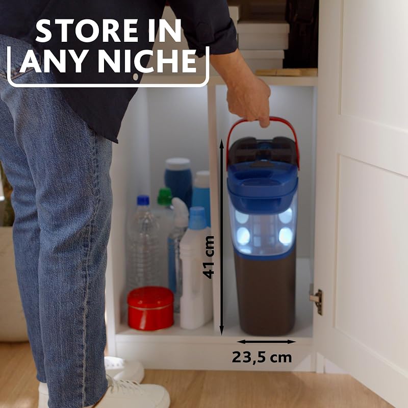 H2PrO Flat Mop sistema lavapavimenti a piastra piatta, con secchio lavapavimenti a doppia serbatoio, separa acqua pulita e sporca, 1,2 L per 60 m², compatto e salvaspazio, uso con una mano