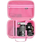 RAIACE Hard Case Compatible with Sony Alpha 7 II III IV/7R V Camera, for Nikon, for Canon, for Pentax and More. Large Capacity With Mesh Pocket for Lens, Charger, Cables, Cards and Accessories.-Pink