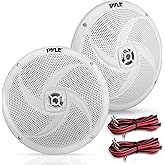 PyleUsa 8” Marine Vehicle Speakers Dual 2-Way 320W 4 Ohm Low Profile Waterproof Car Component Speaker System, 8 Oz Magnet, Voice Coil, for Custom Audio Boat, Truck, Watercraft, Mobile,Off-Road (White)