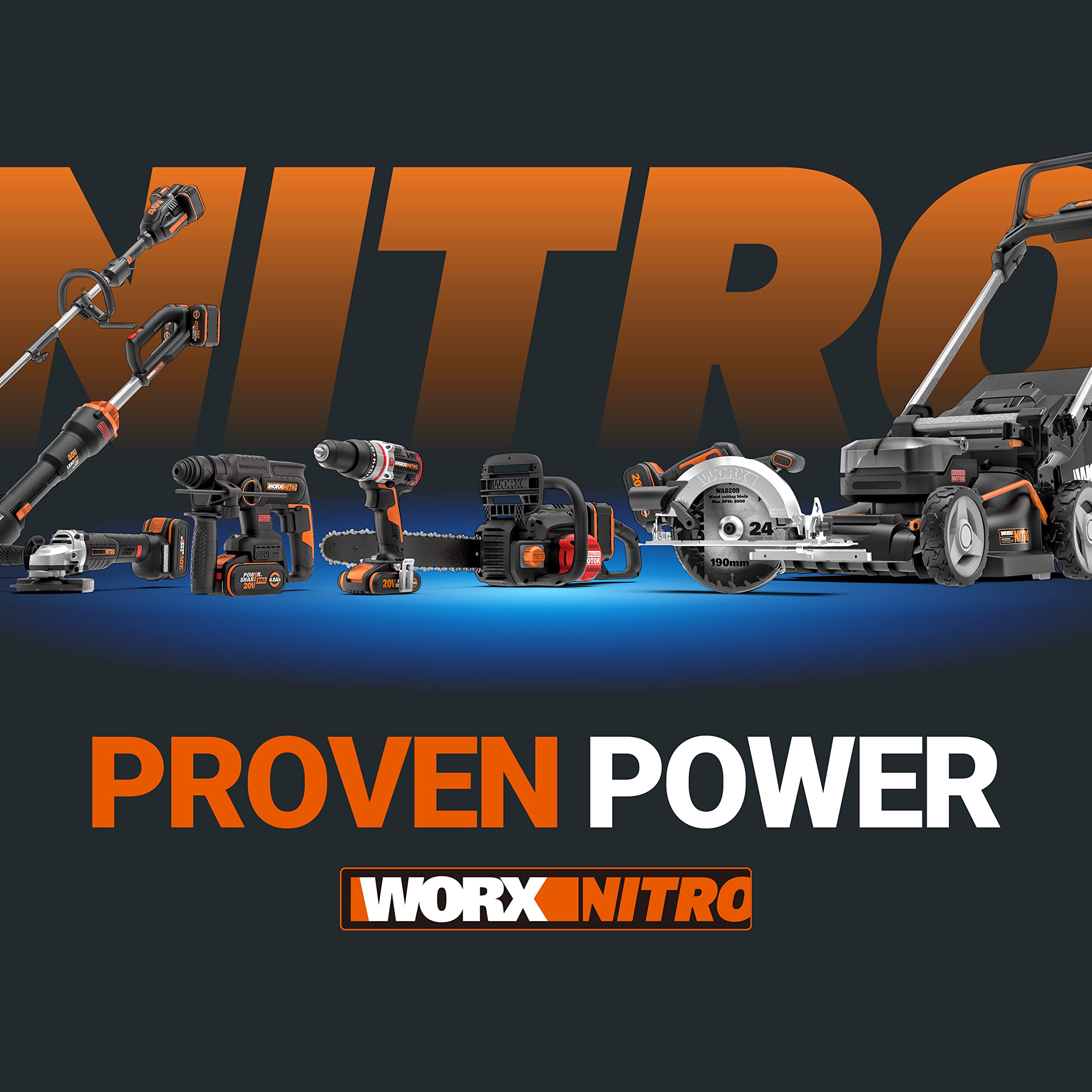 WORX WG761E Nitro Profi Akku Rasenmäher 80V (4x20V) - Kraftvoller Bürstenloser Motor - Radantrieb - 51cm Schnittbreite, 7 Schnitthöhen - Einhand-Schnitthöhenverstellung - mit 4x4Ah Akkus & Powerbank 9