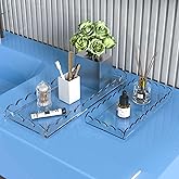 Qoroos 2 Pack Scalloped Acrylic Bathroom Vanity Tray for Counter Clear Acrylic Trays for Organizing Perfume Sponge Soap Makeup Storage Holder Toilet Tray Decor (Large: 11"L x 5"W + Middle: 8"L x 4"W)