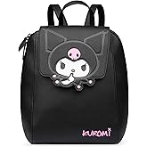 Get Trend Hello Kitty Sanrio Kuromi Backpack for Women, Teens, Mini PU Leather Daypack, Kawaii Travel Bag for School, Work, Gifts for Women (Black Kuromi)