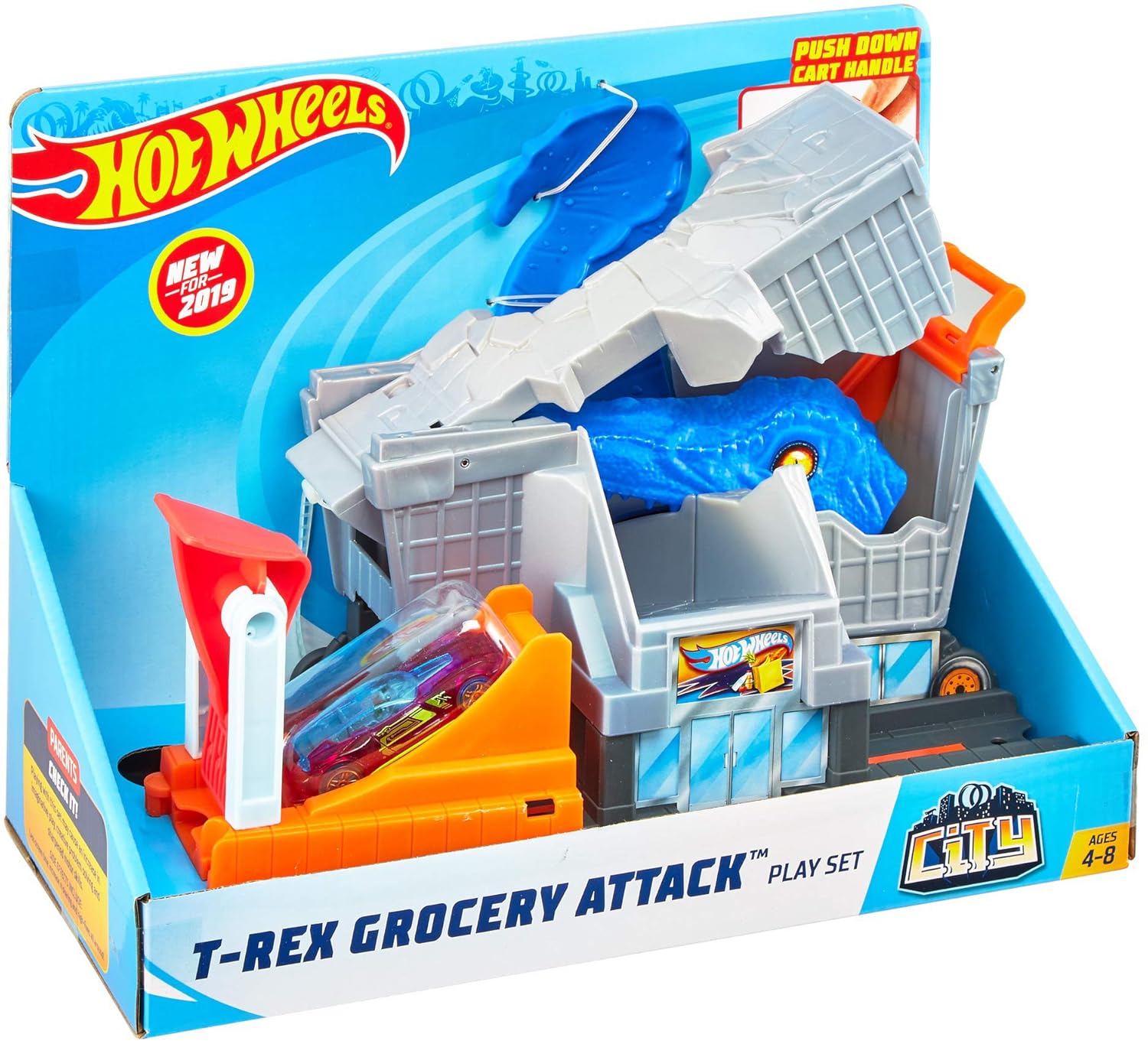 hot wheels t rex grocery attack