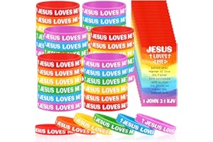 30 Sets Jesus Loves Me Wristbands Silicone Bracelets Christian Bracelet Bulk Colorful Religious Rubber Wristbands with Inspir