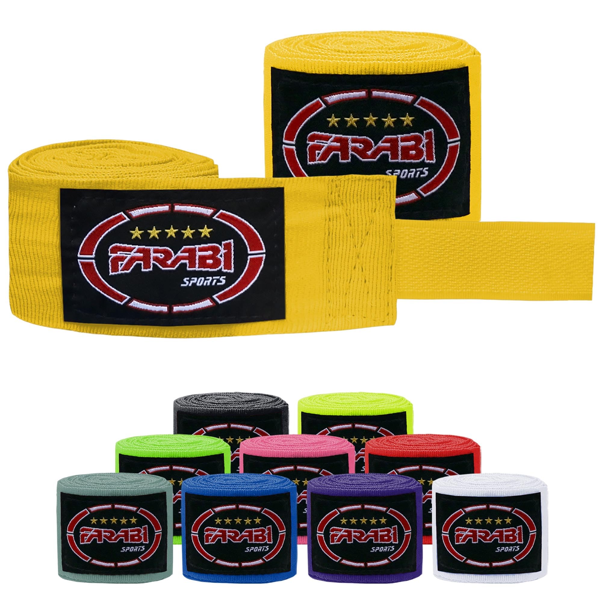 Farabi Sports Adult Boxing Hand wraps 4 Meters Long Boxing Wraps with Pair for MMA, Muay Thai, Training, Kickboxing and Combat Sports (Yellow)
