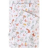 Viviland Mushroom King Sheet Set - 4 Piece Vintage Butterfly Flower Patterned Bed Sheets - Soft, Breathable Microfiber Floral Sheets with Deep Pocket, Non-Slip Fitted Sheets & Pillowcases