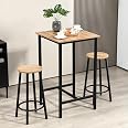 Finnhomy 23.6" Bar Table - Square Pub Height Table, Rustic Black For Kitchen & Living Room