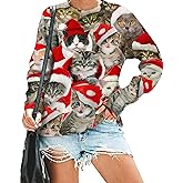 VILOVE Ugly Christmas Sweatshirt Women Merry Christmas Pullover Funny Animal Graphic Tops Causal Hoodie