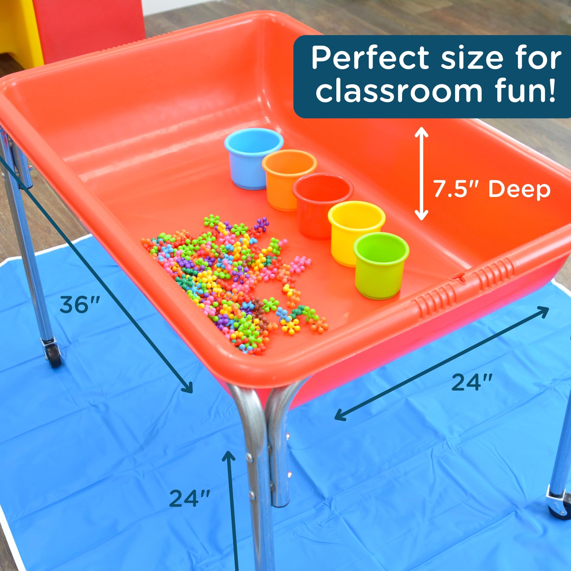 Children's Factory Medium Sensory Table – 24″ Height, Sandbox, Water Table for Kids, Red