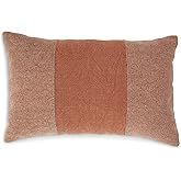 Signature Design by Ashley Dovinton Contemporary Rectangular Cotton Pillow with Stripe Design, 22" x 14", Light Brown & Red