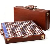 【Solid Wood】 Deluxe Crossword Board Game with Rotating Board,Fold Design | Large Size Board,2 mm Raised Letter Grid,100 Letter Block,10 Blank Piece,4 Shelve,Scoreboard Set,Hourglass，for 2-4 Player