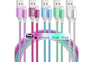 Rvxoziy iPhone Charger Cord, 5Pack (3/3/6/6/10FT) USB Lightning Cable Nylon Braided iPhone Fast Charging Cable Compatible wit