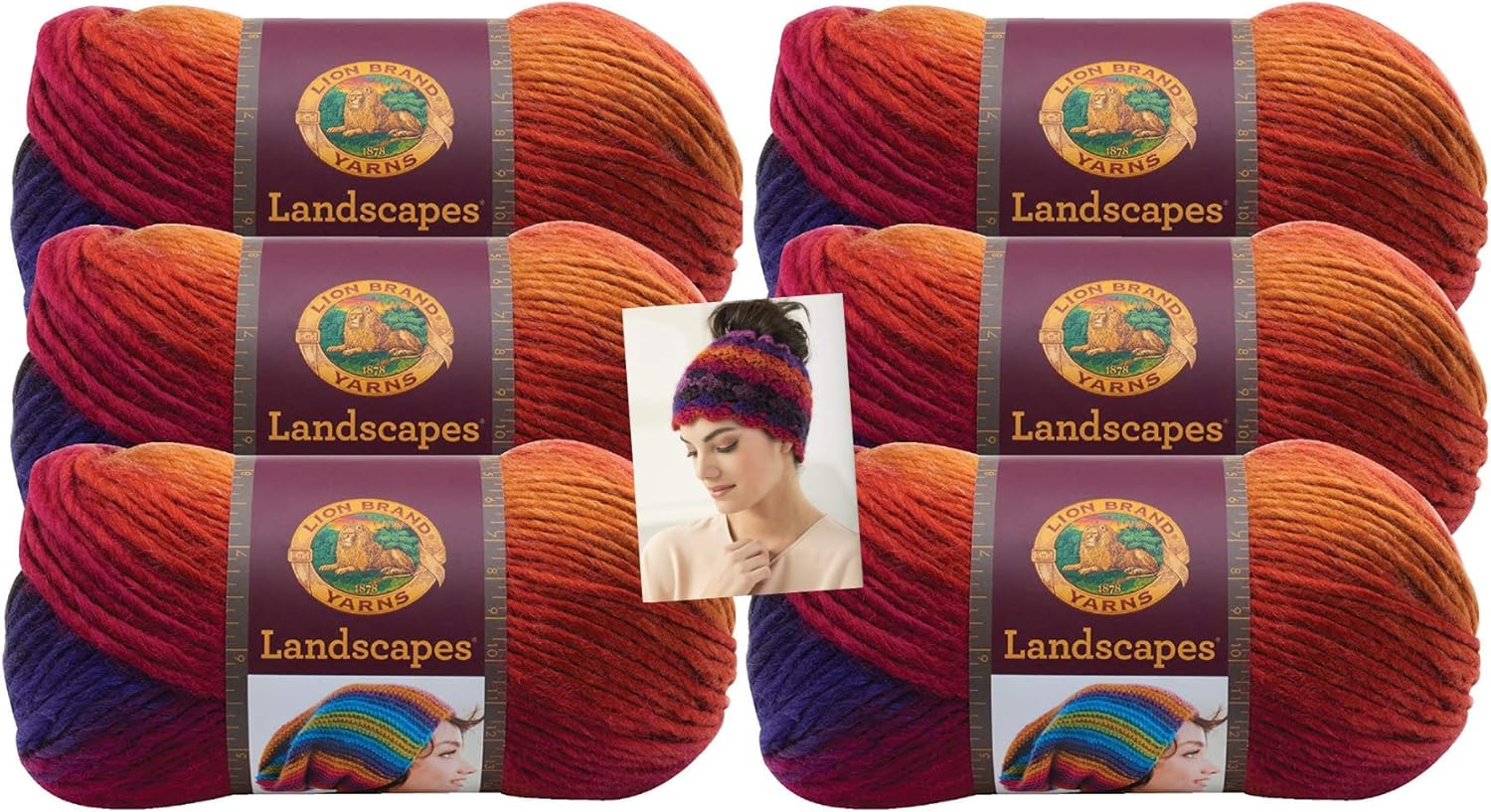 Lion Brand Landscapes Yarn 6 Pack with Pattern (Volcano)
