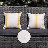ONWAY Outdoor Pillow Covers Waterproof 16x16 Set of 2 Decorative Linen Throw Pillow Cover Beige and Yellow Striped Outdoor Pi