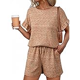 Dokotoo Women's 2 Piece Short Sleeve Outfits Casual Summer Shorts Set Lounge Matching Sets with Pockets