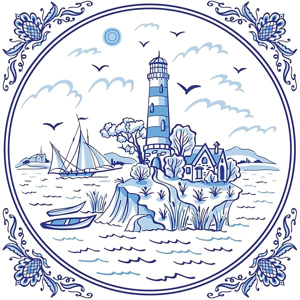 IHR Seas The Day Lighthouse Cocktail Napkins - 20 Count 5x5 Inch Disposable Paper Party Napkins