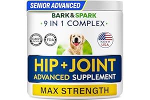 Bark&Spark Senior Advanced Glucosamine Chondroitin for Dogs - Hip Joint Pain Relief - Old Dog Joint Chews Large & Small Breed - Hip Joint Chews Joint Health Care Treats - 120Ct