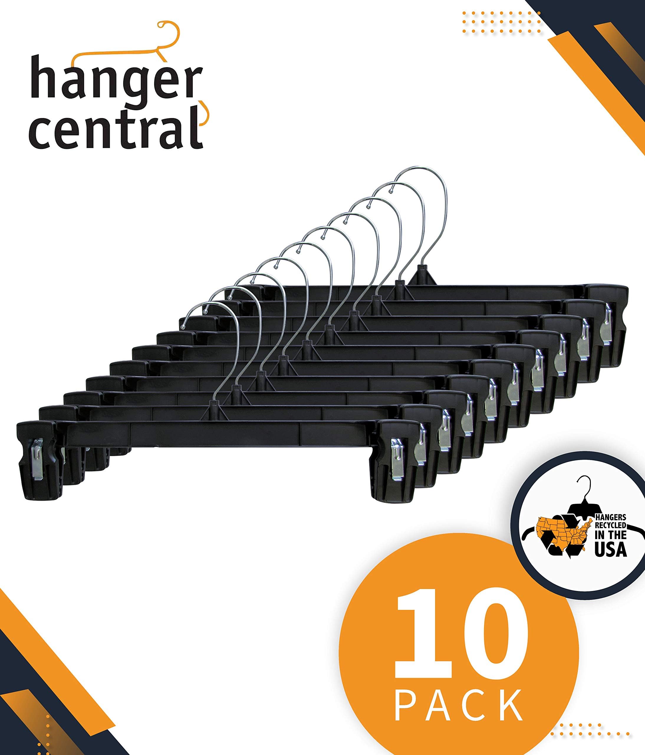 Hanger Central Heavy-Duty Black Plastic Closet Department Store Pants Hangers, 8 Inch, 10 Pack