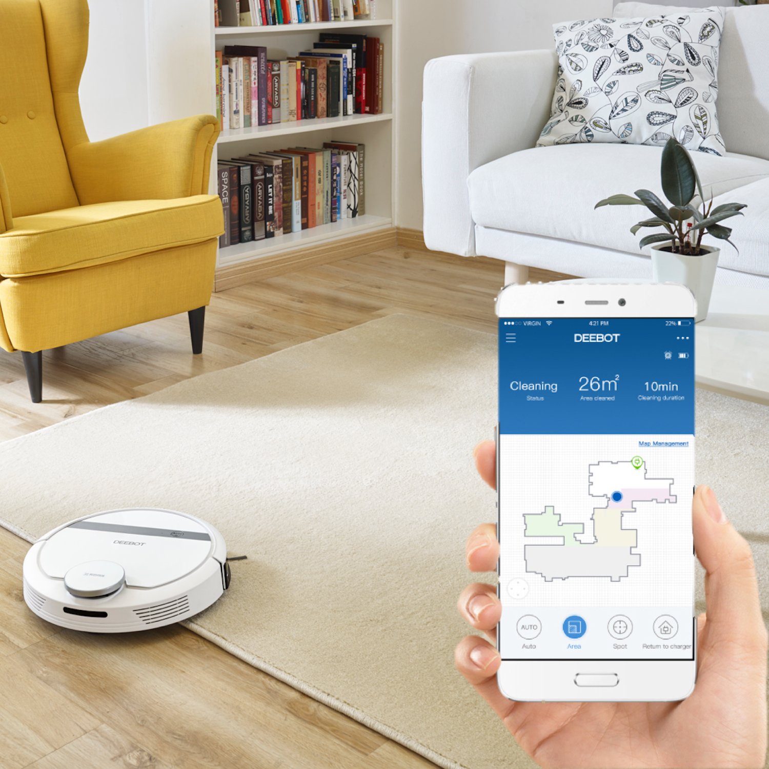 ECOVACS-DEEBOT-900-Smart-Robotic-Vacuum-for-Carpet-Bare-Floors-Pet-Hair-with-Mapping-Technology-Higher-Suction-Power-Wifi-Connected-and-Compatible-with-Alexa-and-Google-Assistant 81eSyoSa3rL