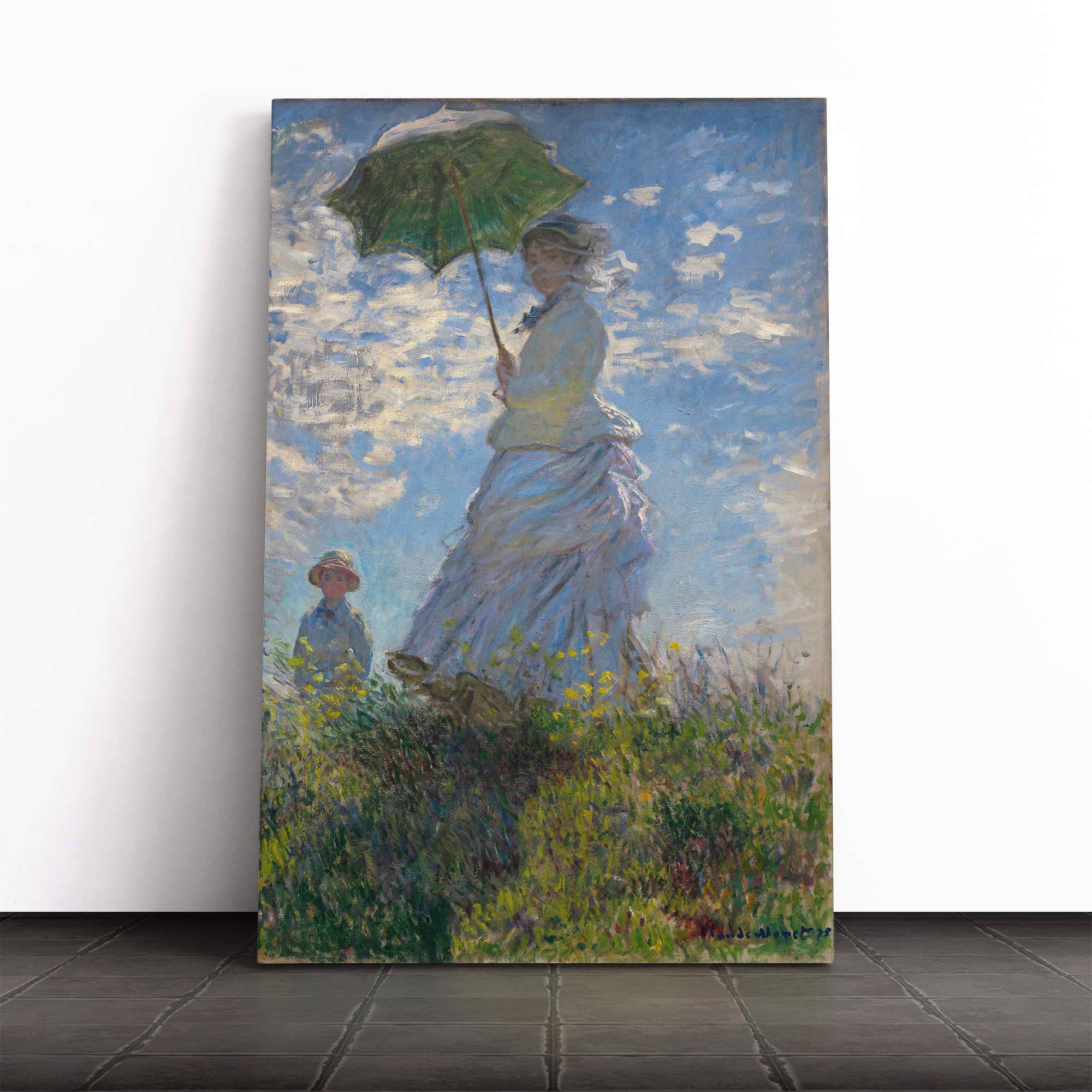 Claude Madame Monet with a Parasol Canvas Print | Gallery Wrapped 30mm Frame Wall Art | 20x14 inches | Ready to Hang | Modern Picture | Living Room Bedroom Lounge Office