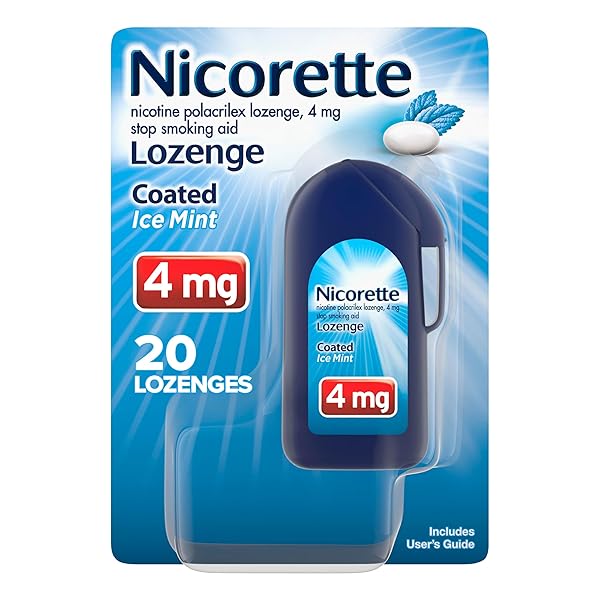 NICORETTE 4 MG COATED NICOTINE LOZENGES TO HELP QUIT SMOKING – ICE MINT FLAVORED STOP SMOKING AID, 20 COUNT