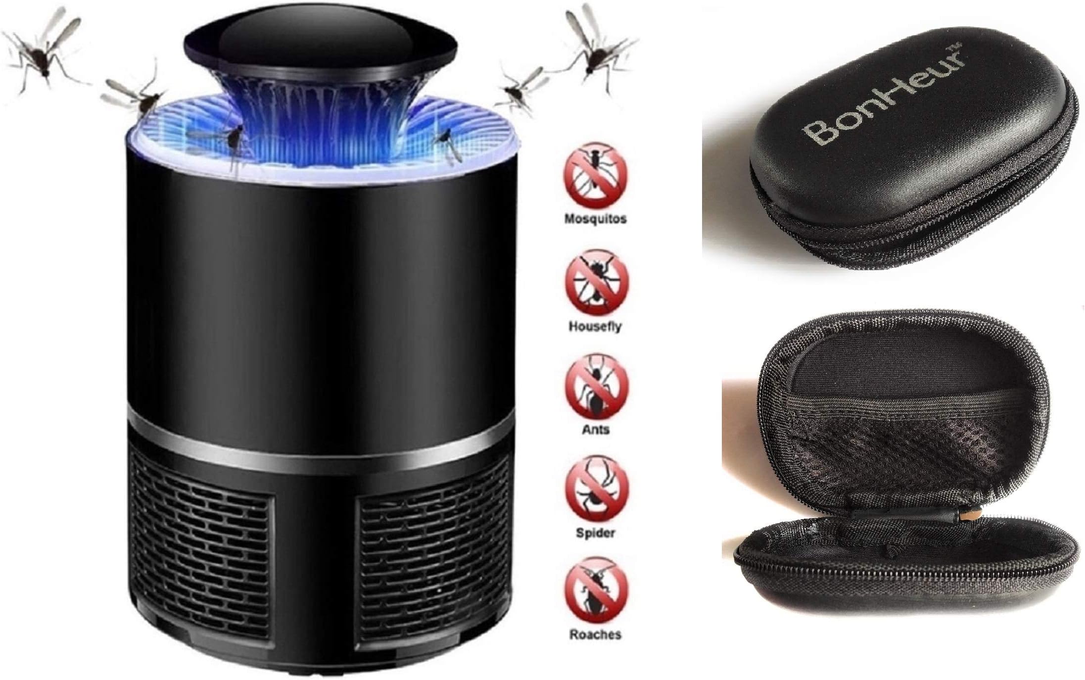 BonHeur Electric Mosquito Trapper and Killer | UV Lamp | Bug Zappers | Free BonHeur Carry case | Color: Black